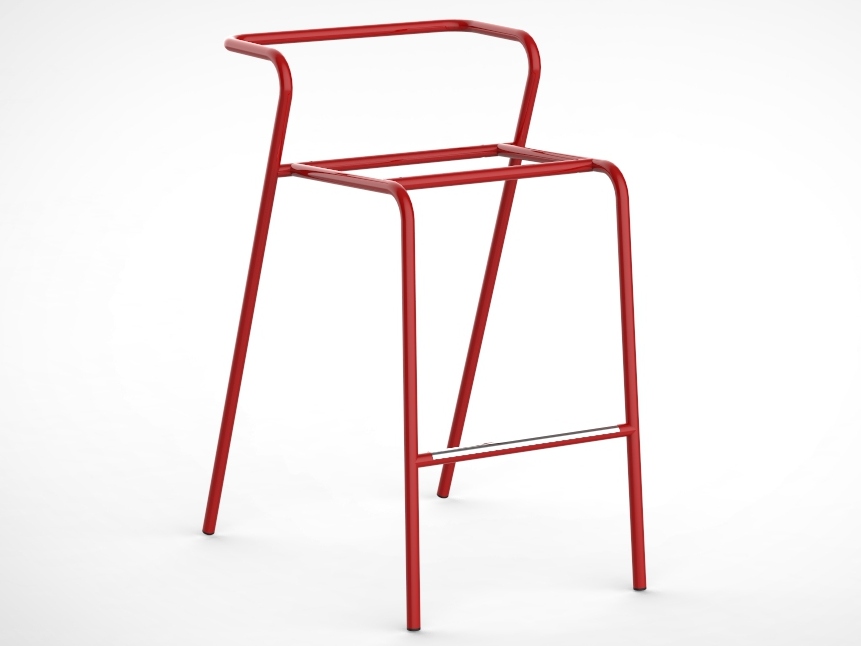 Four-leg metal stool frame with backrest and footrest cover