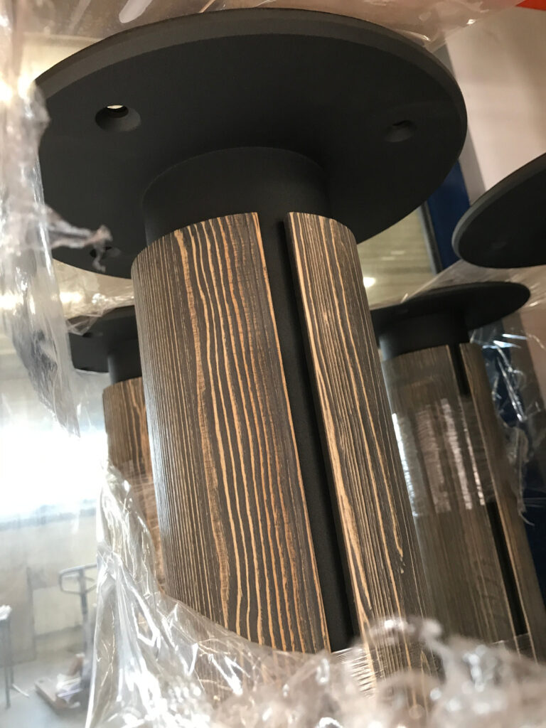 Metal table base on a column, black powder coated, fixed to the floor, Karud